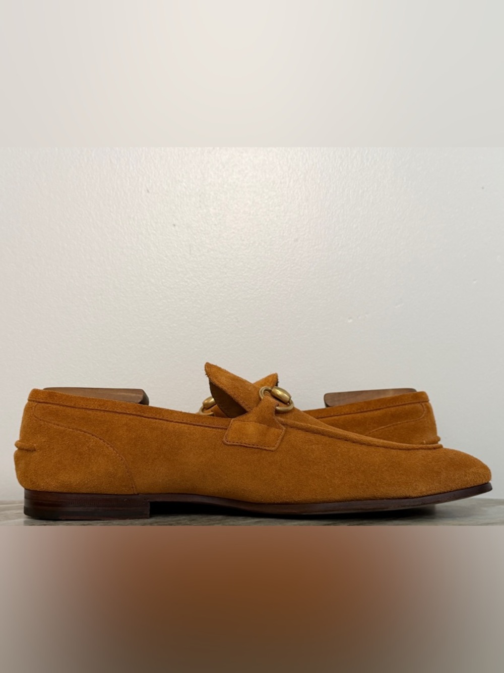 GUCCI JORDAAN  Horsebit Suede Loafers Harness Brown 10 / 10.5 US Tan/Beige - Picture 5 of 10